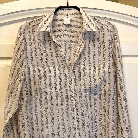 Club Monaco Silk Button Up Scribble Blouse - Picture 3 of 6